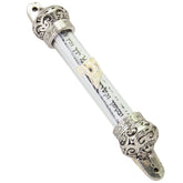 Mezuzah House Door Silver with Prayer from Jerusalem Non Kosher Scroll 4,4"